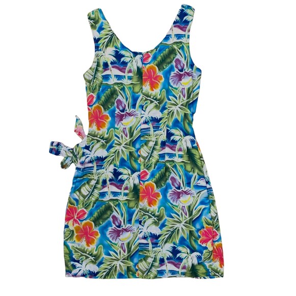 VTG Hawaiian Honi Sarong Dress Size 8 Tropical Floral Print Rayon Summer Beach - Picture 3 of 5